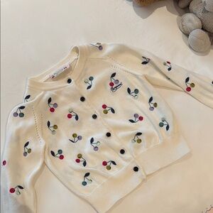 Bonpoint size T4 A Toddler Cherry 🍒 Mutli color embroidered Cardigan.